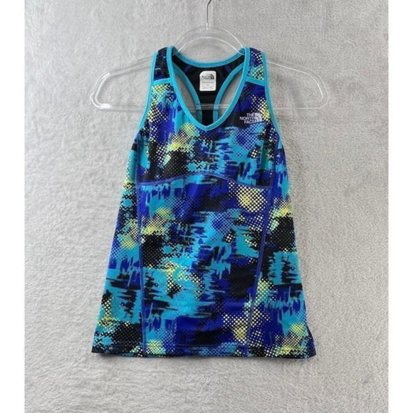 North Face Top Womens Small Vapor Wick‎ Racerback Blue Top Built In Shelf Bra - Picture 1 of 12